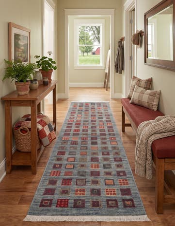 Blue Kashkuli Gabbeh Runner Rug