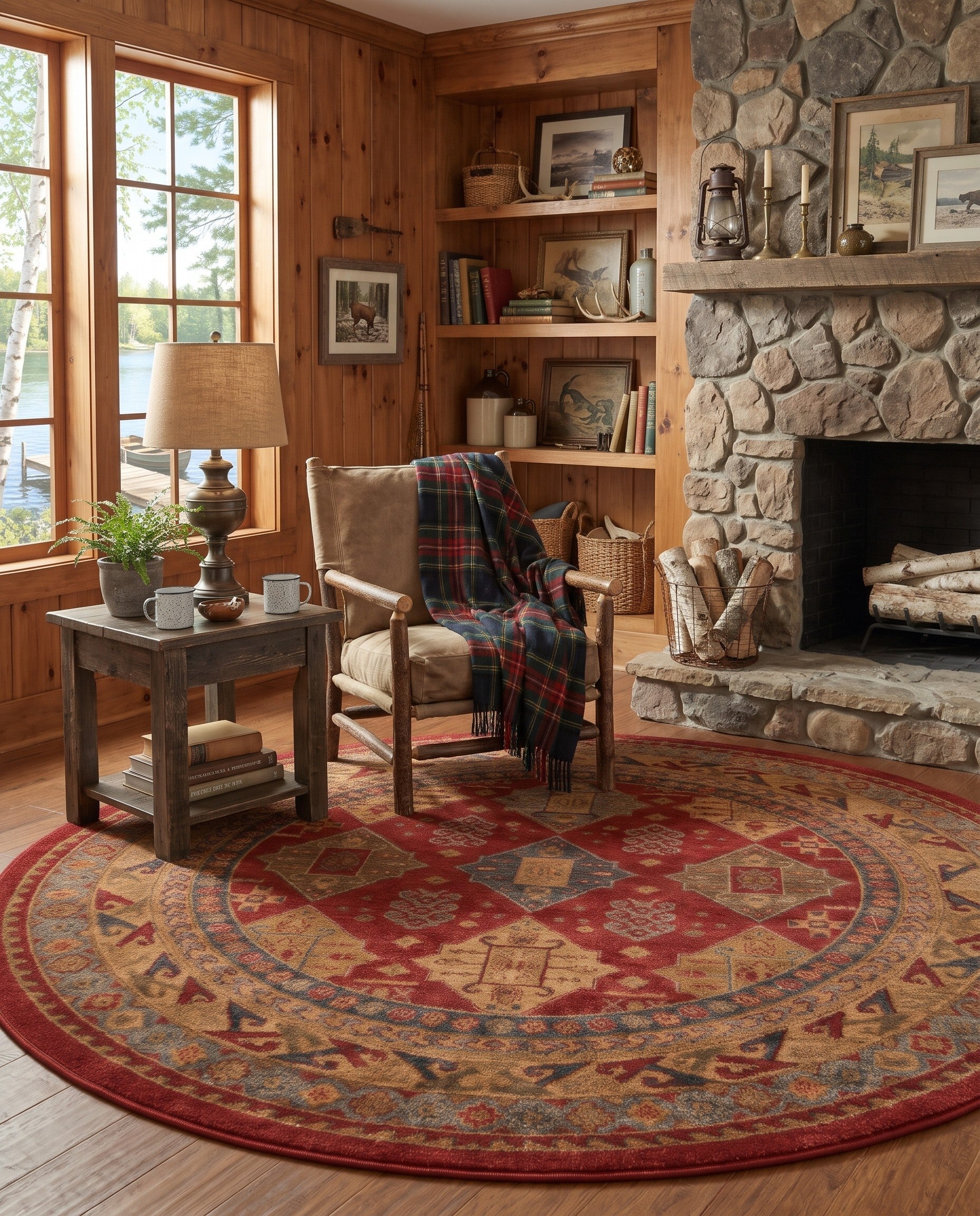 Red Sara Round Rug