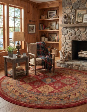 Red Sara Round Rug