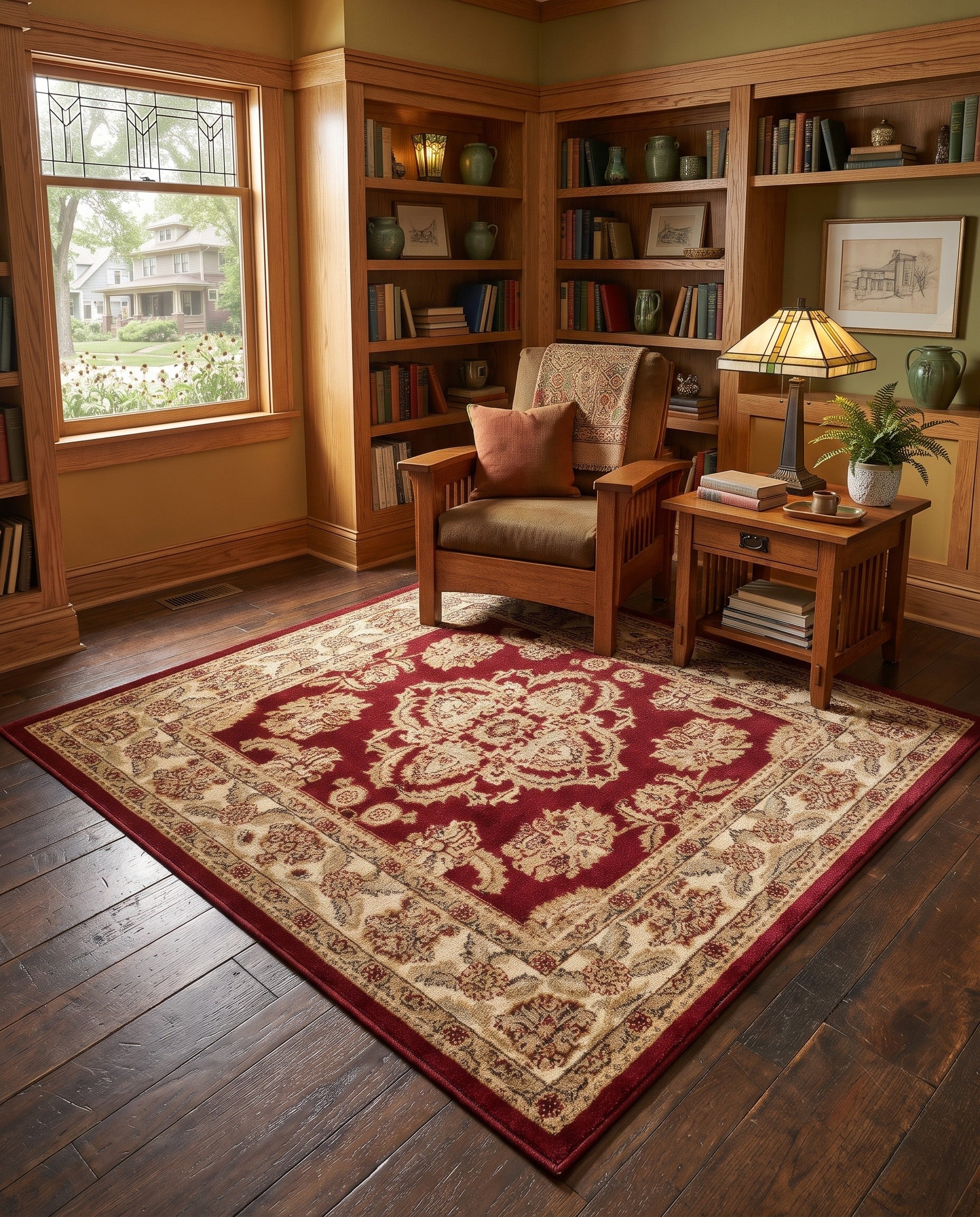 Red Aditi Square Rug