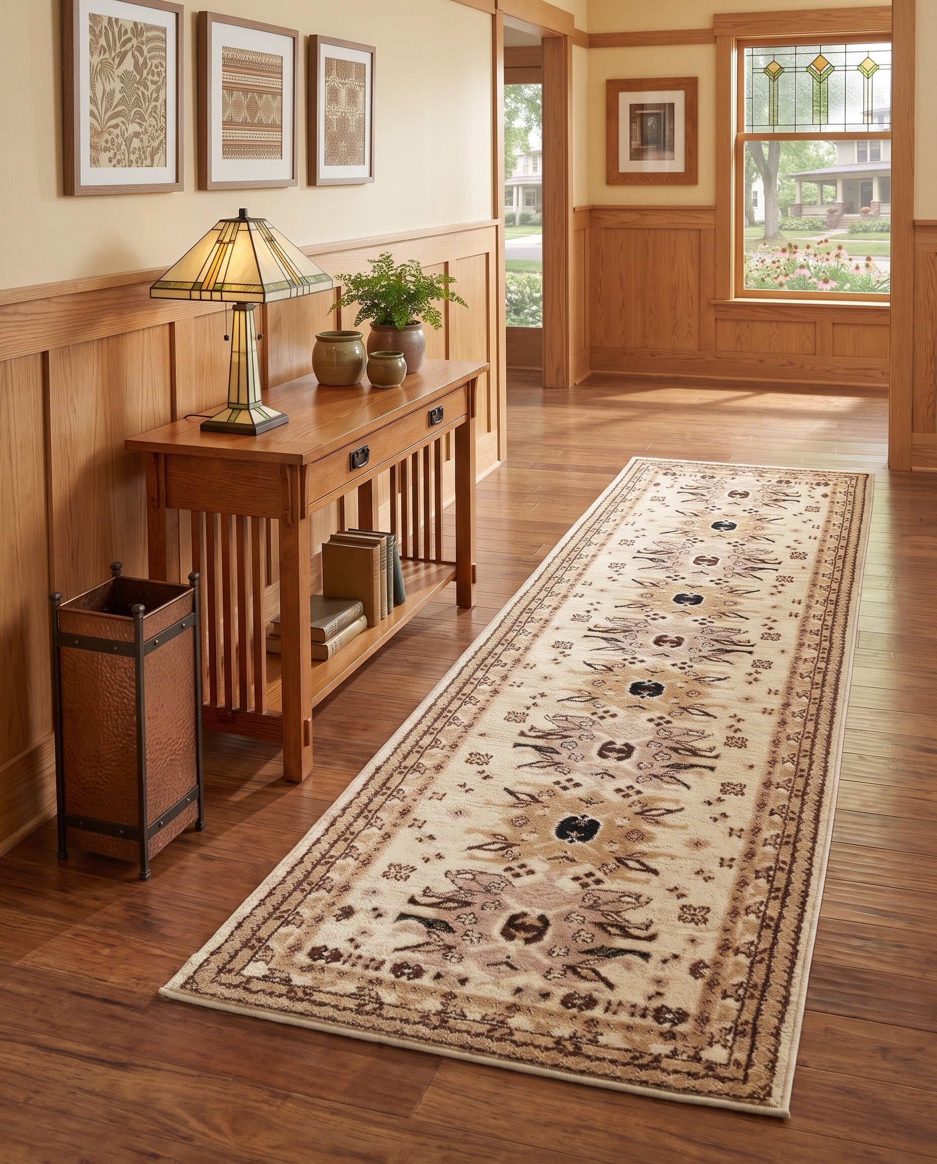 Ivory Heris Runner Rug