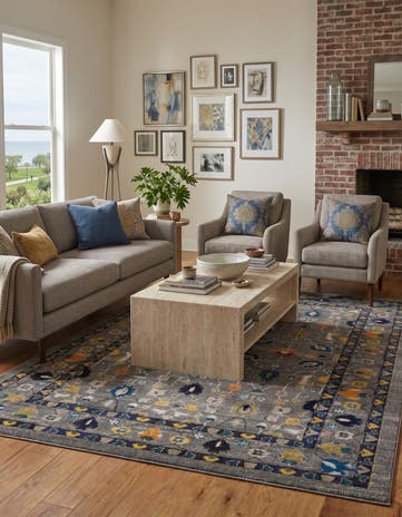 Gray Washable Fleur Rug