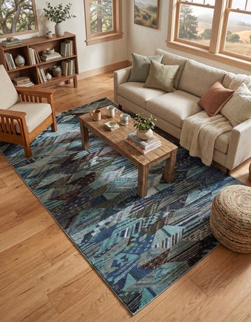 Blue Washable Mesa Rug