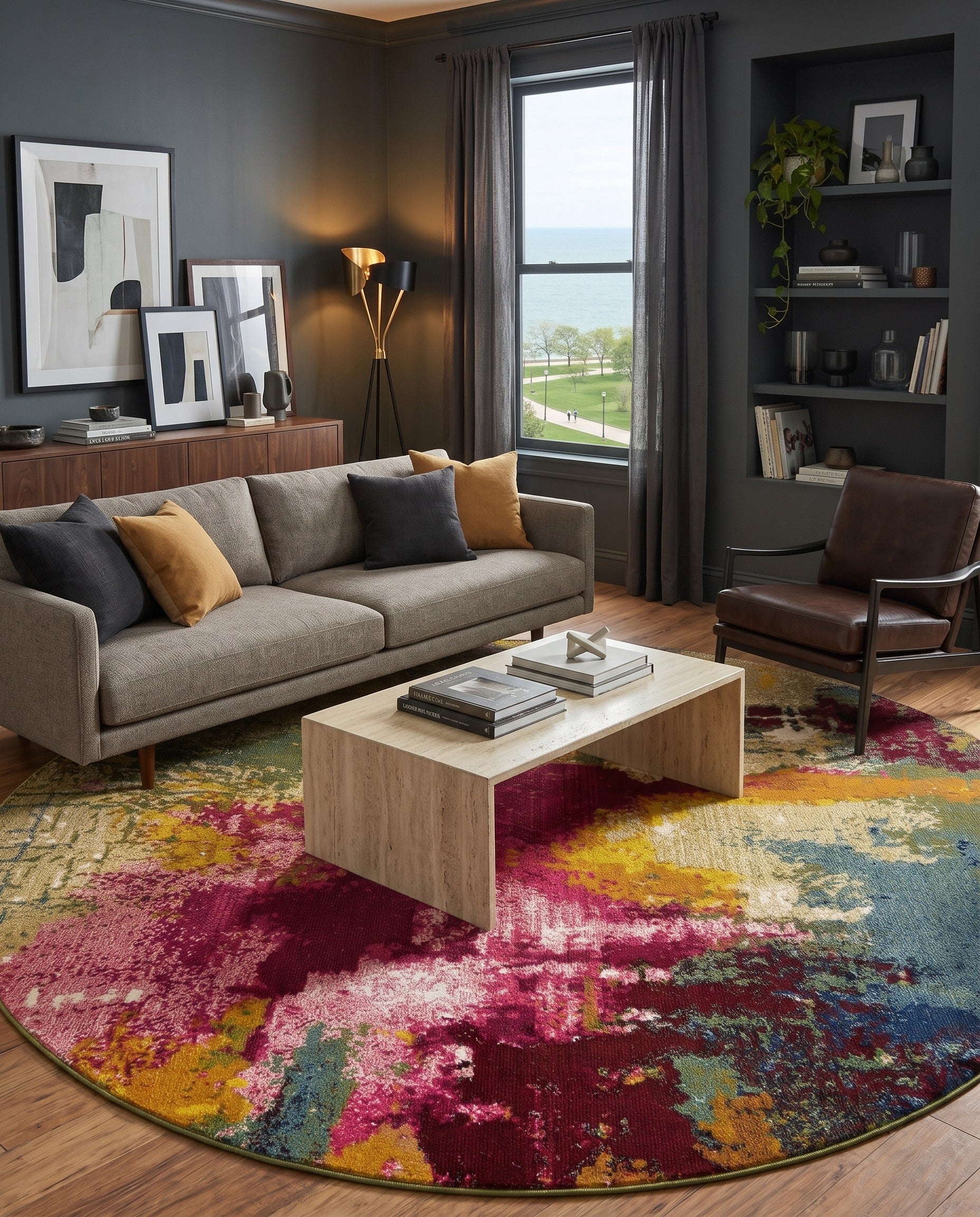 Washable Hyacinth Round Rug