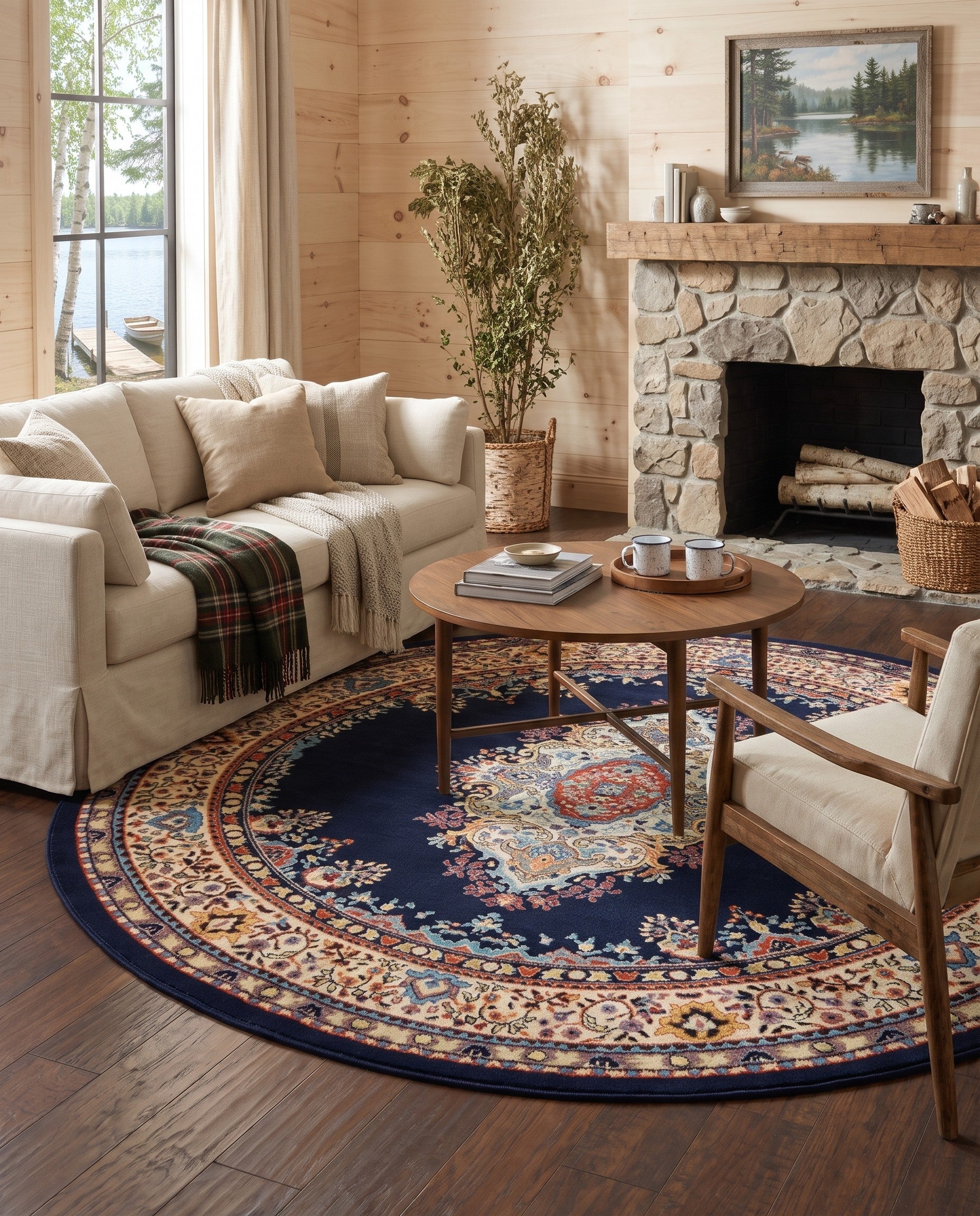 Navy Blue Amaya Round Rug