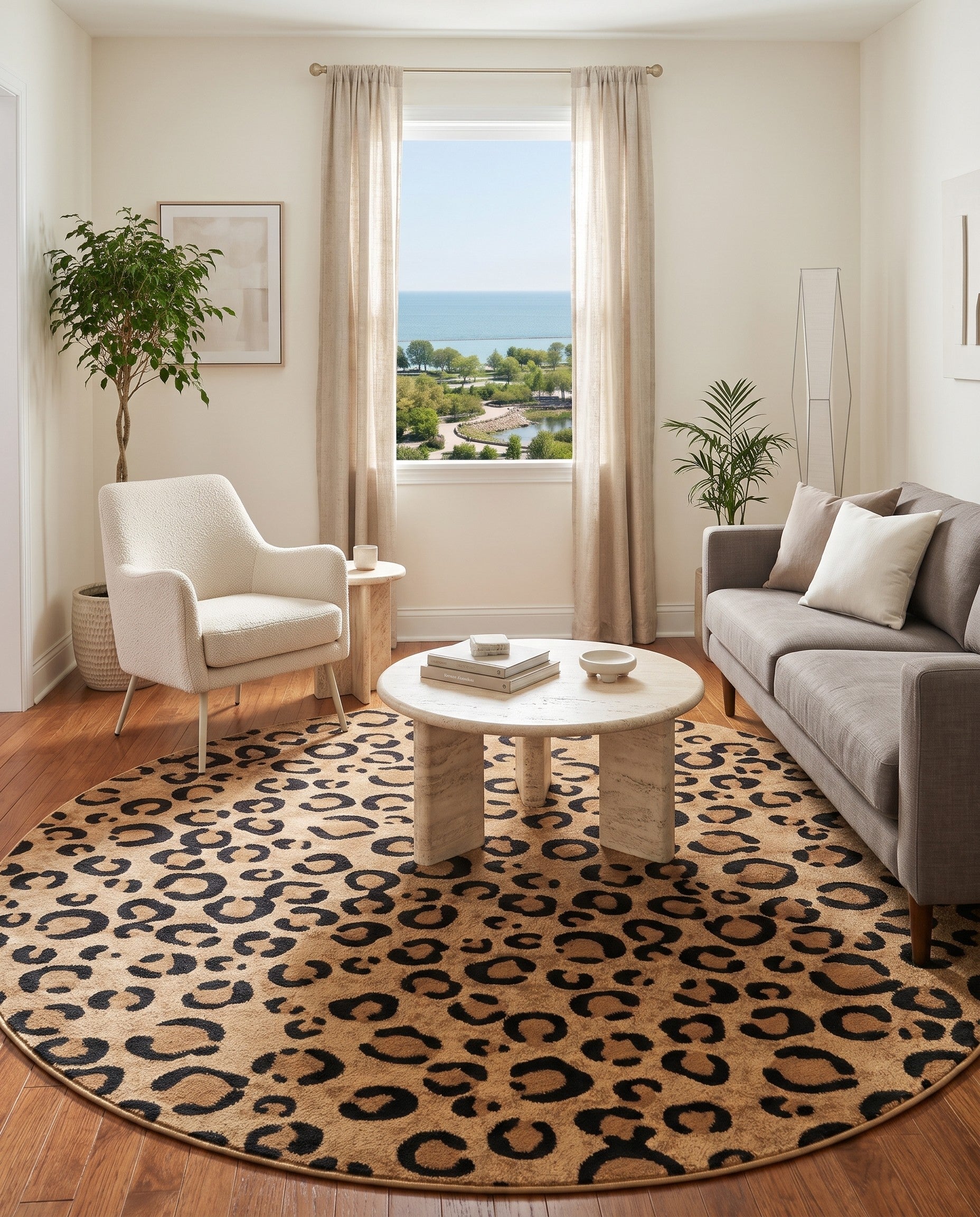 Light Brown Savannah Round Rug