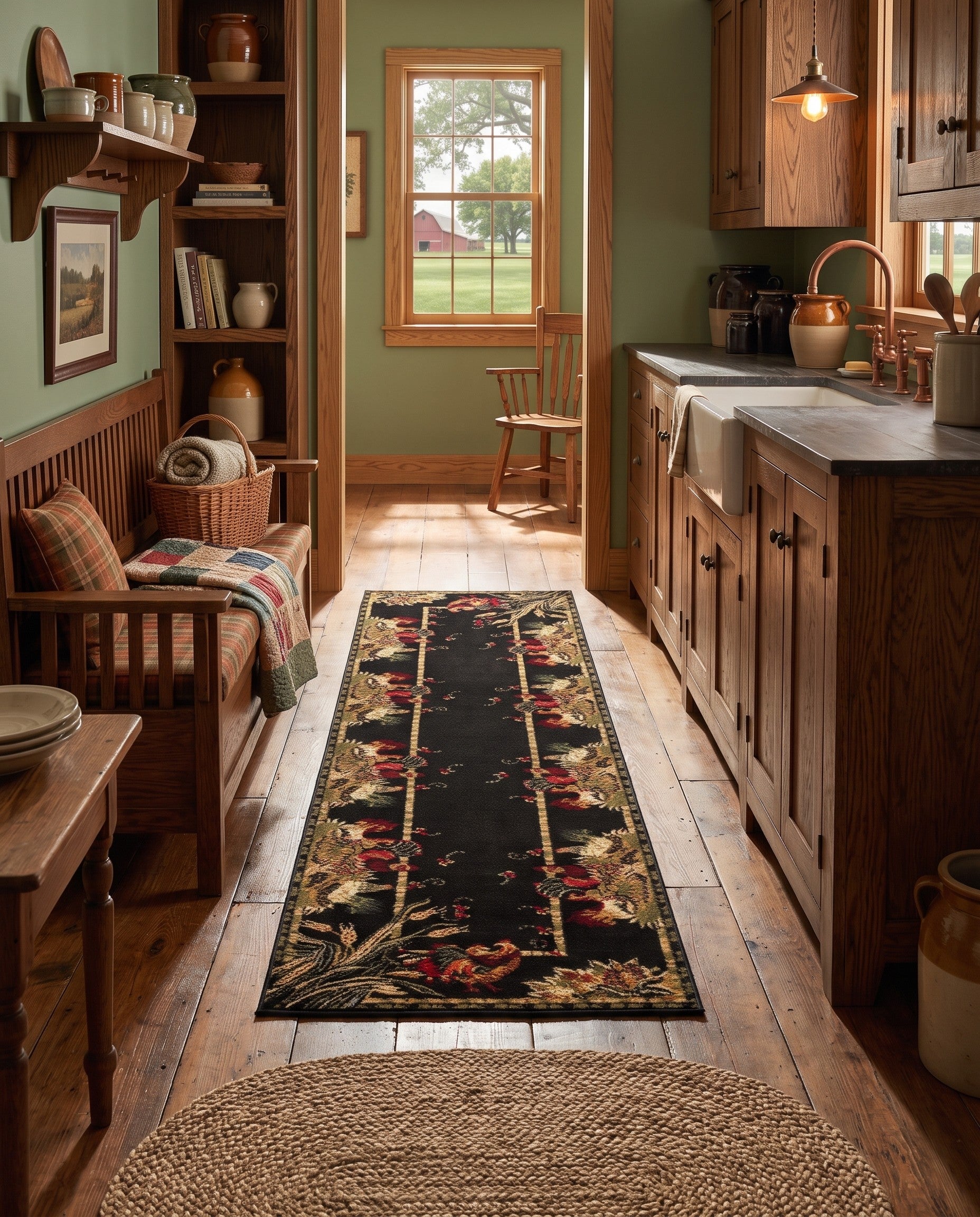 Black Pastoral Runner Rug