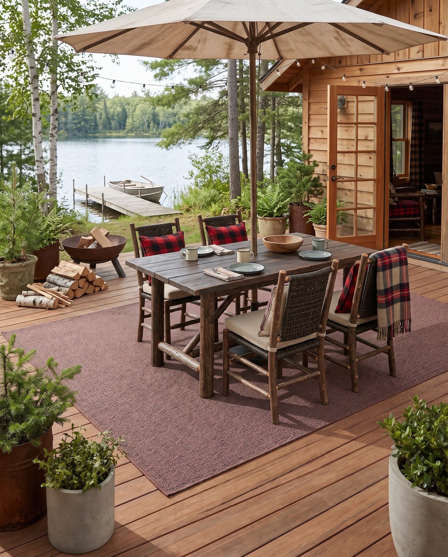 Brown Easy-Clean Modern Indoor / Outdoor Rug