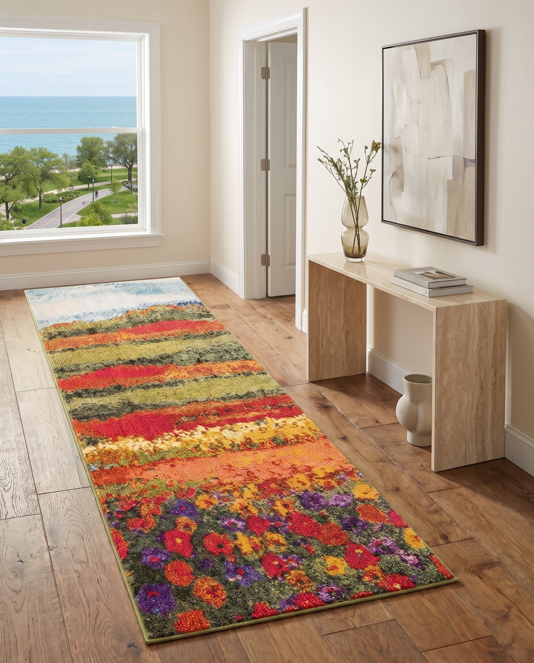 Washable Hyacinth Runner Rug