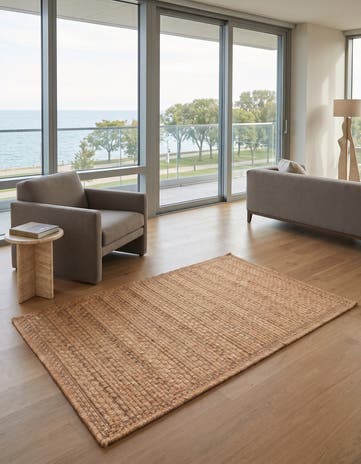 Light Brown Easy-Clean Paxton Border Indoor / Outdoor Rug