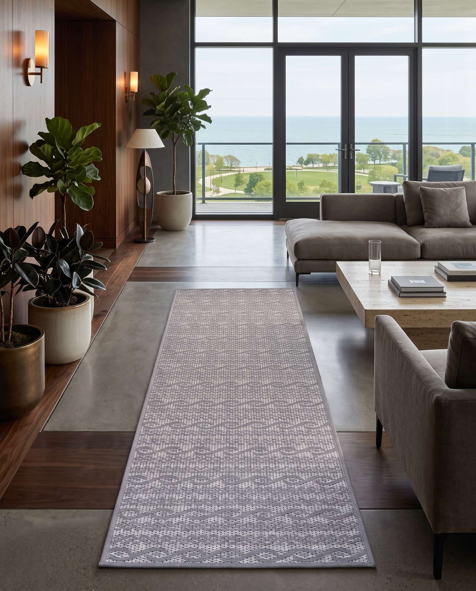 2' 2 x 6' Easy-Clean Modern Indoor / Outdoor Runner Rug