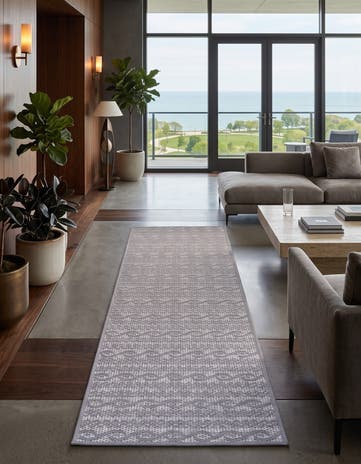 Gray Easy-Clean Modern Indoor / Outdoor Runner Rug