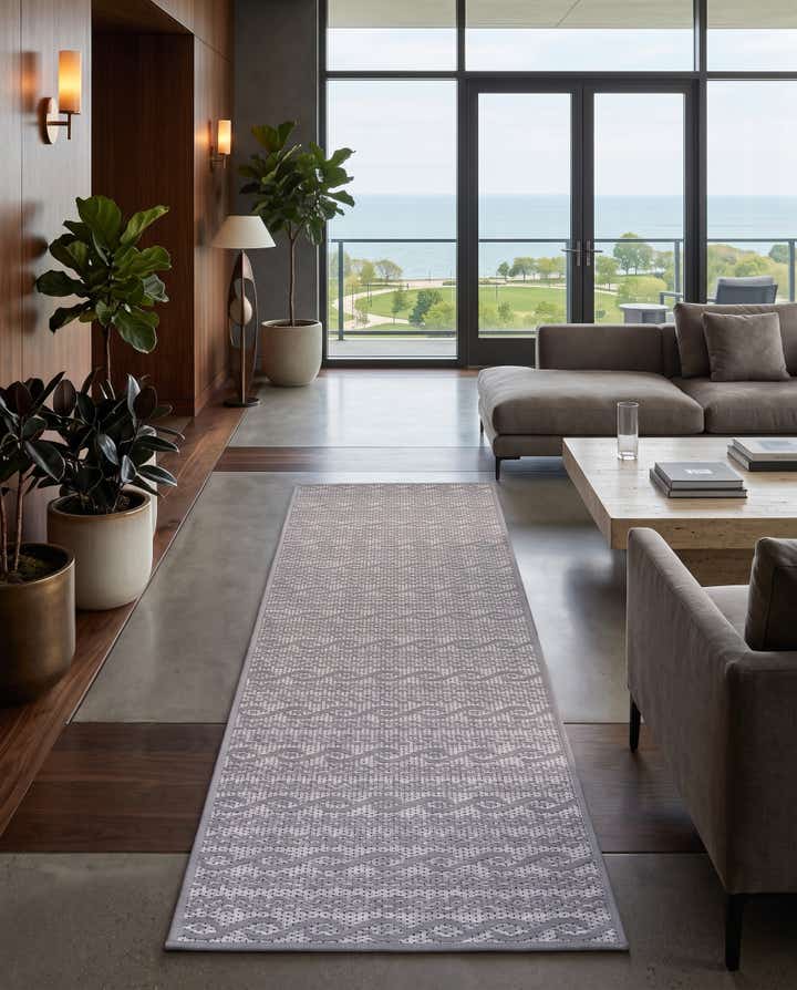 2' 2 x 6' Easy-Clean Modern Indoor / Outdoor Runner Rug