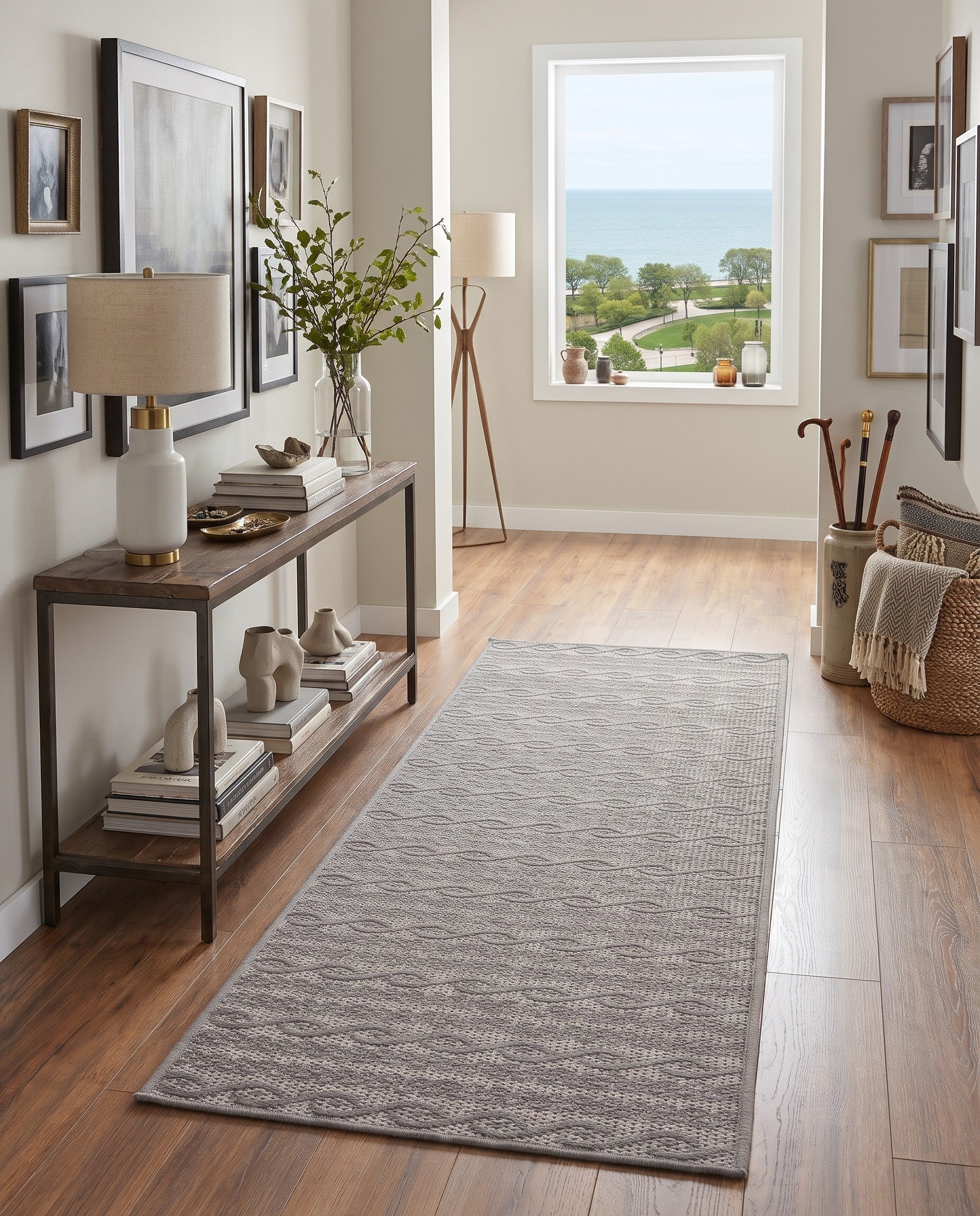 2' 2 x 6' Easy-Clean Modern Indoor / Outdoor Runner Rug