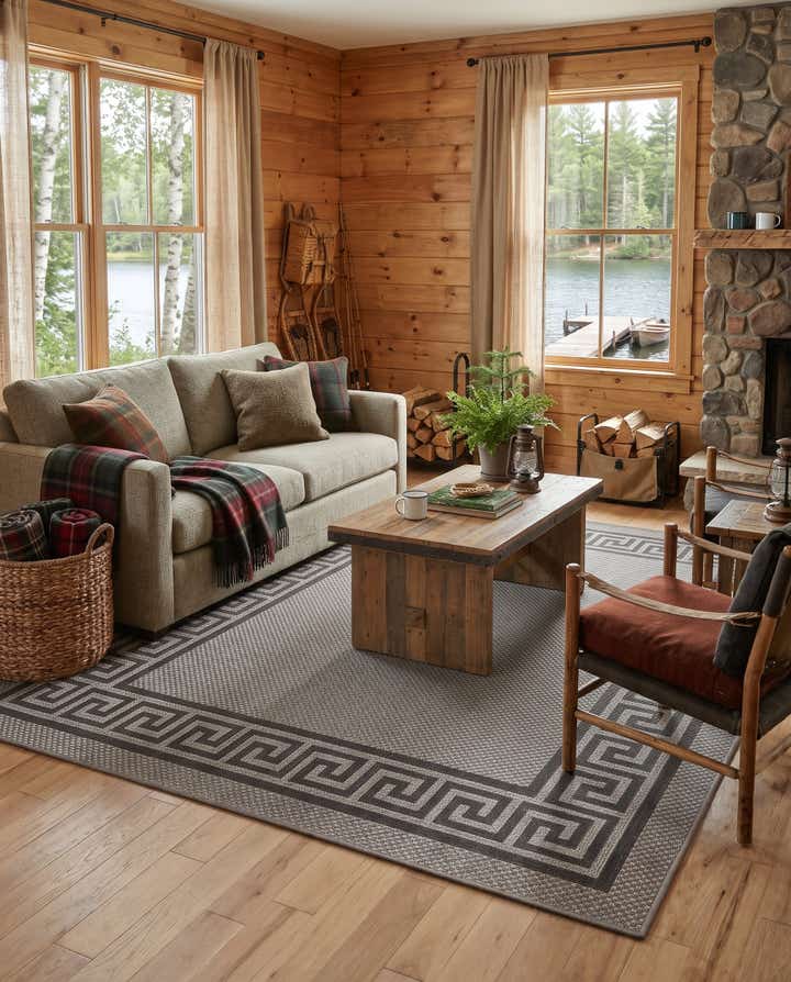 7' x 10' Easy-Clean Border Indoor / Outdoor Rug