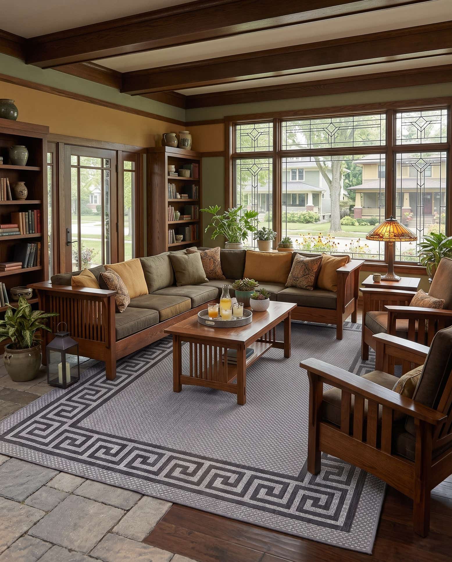 7' x 10' Easy-Clean Border Indoor / Outdoor Rug