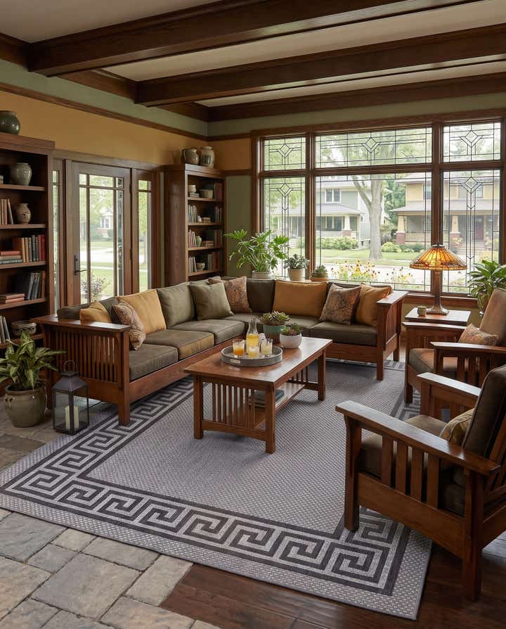 7' x 10' Easy-Clean Border Indoor / Outdoor Rug