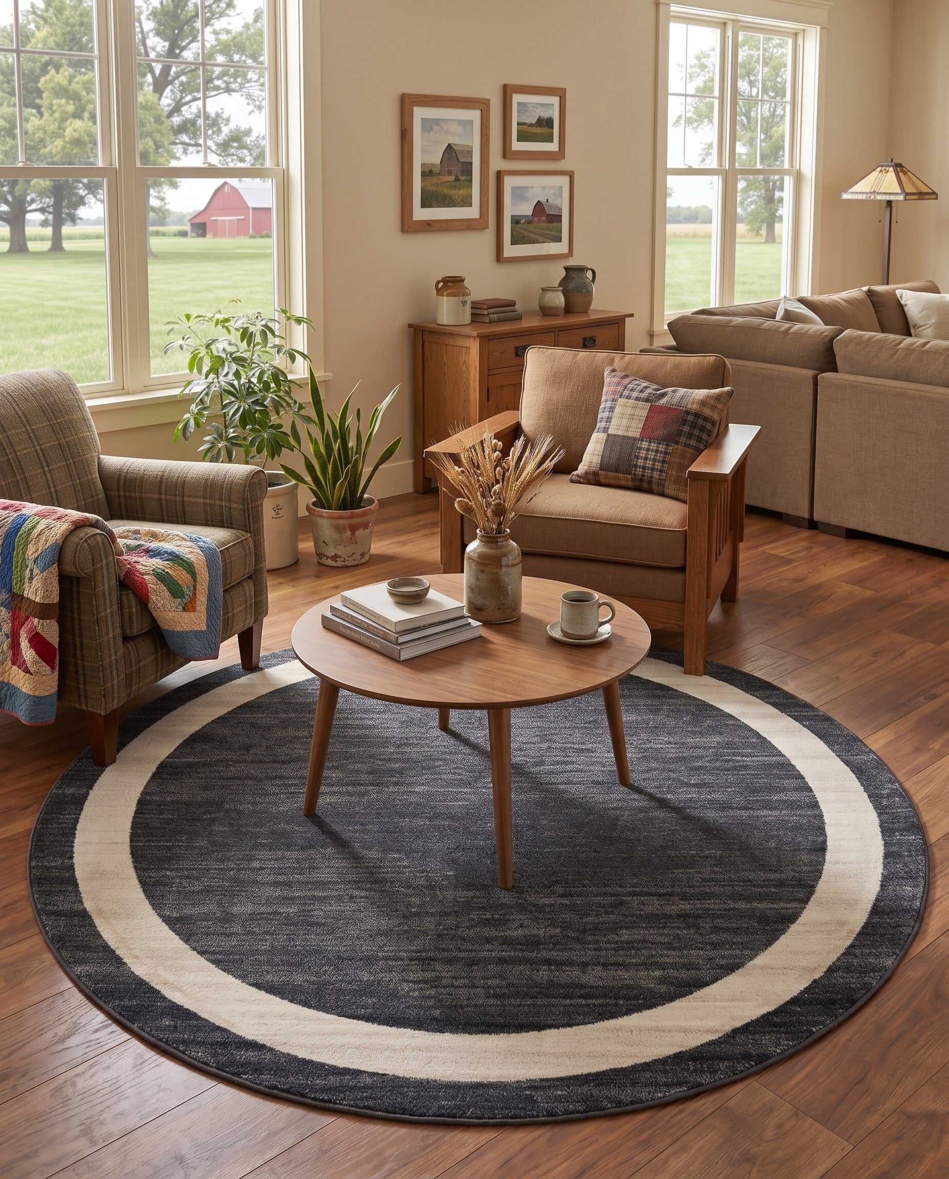 Black Angelica Round Rug