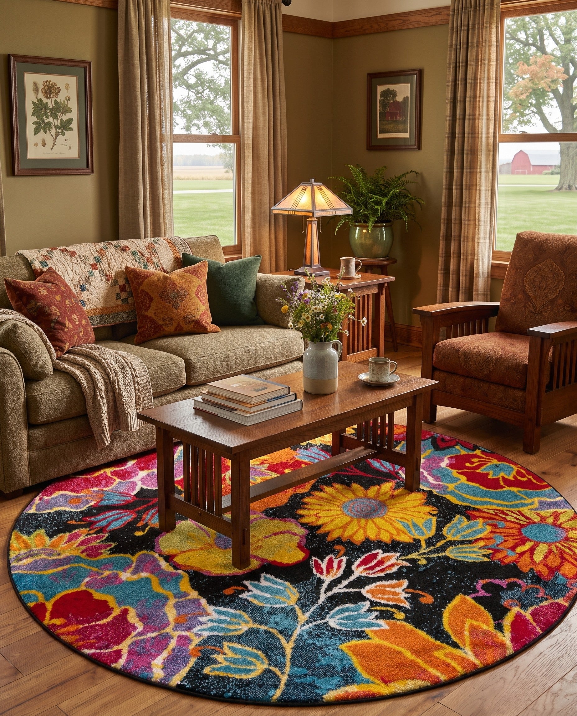Black Tuscany Round Rug