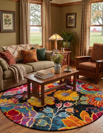 Black Tuscany Round Rug