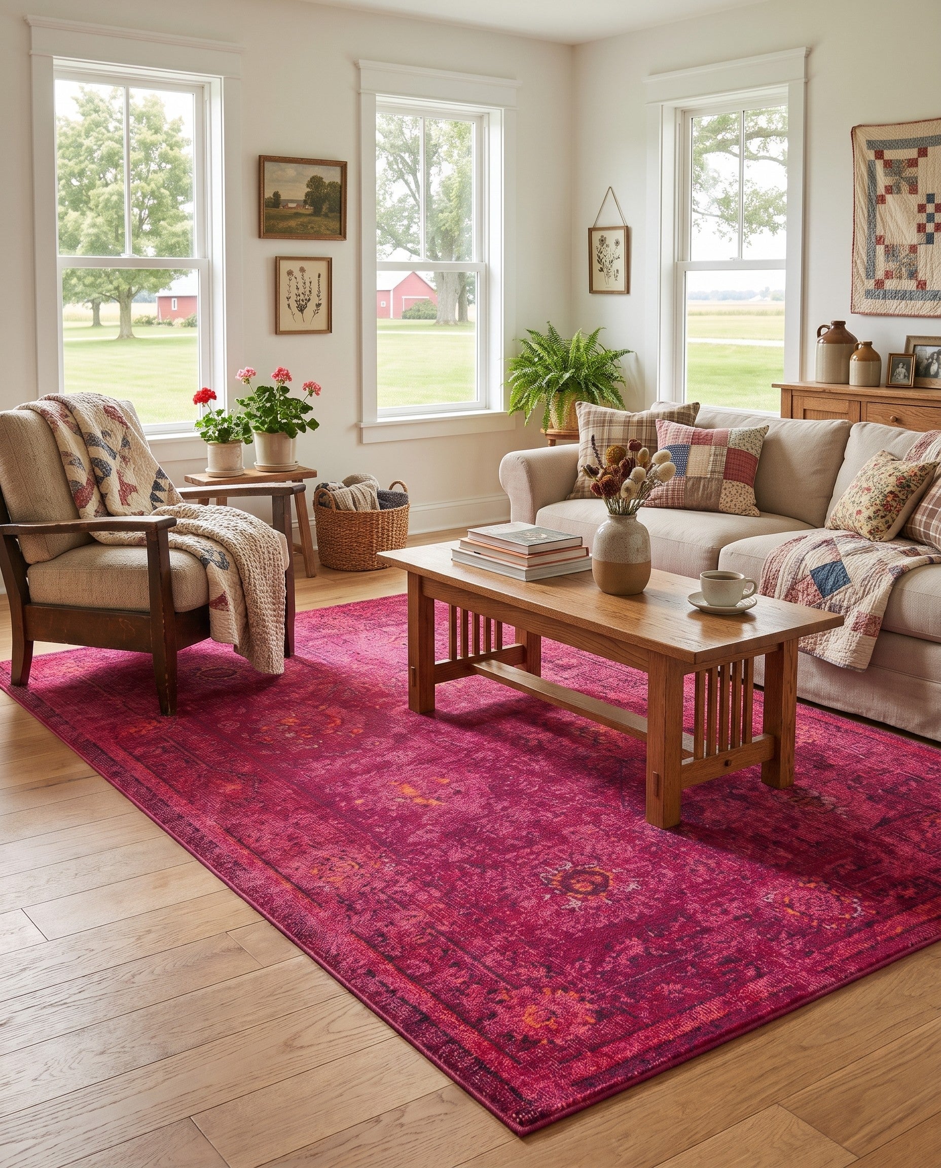 Magenta Washable Fleur Rug