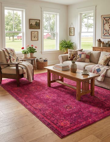Magenta Washable Fleur Rug