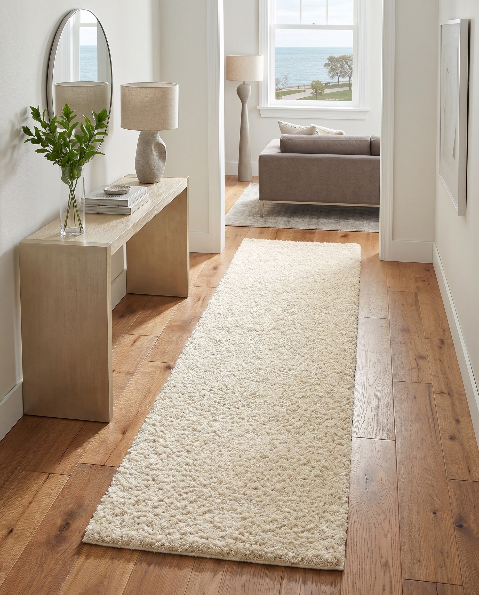 2' 7 x 10' Solid Shag Runner Rug