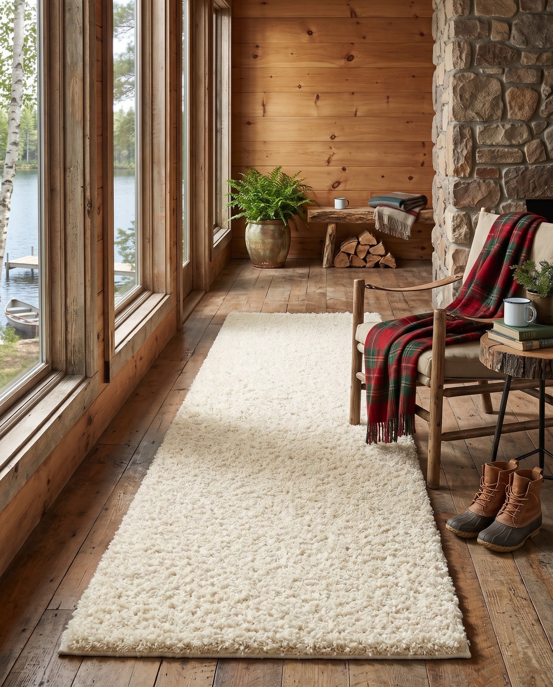 2' 7 x 10' Solid Shag Runner Rug