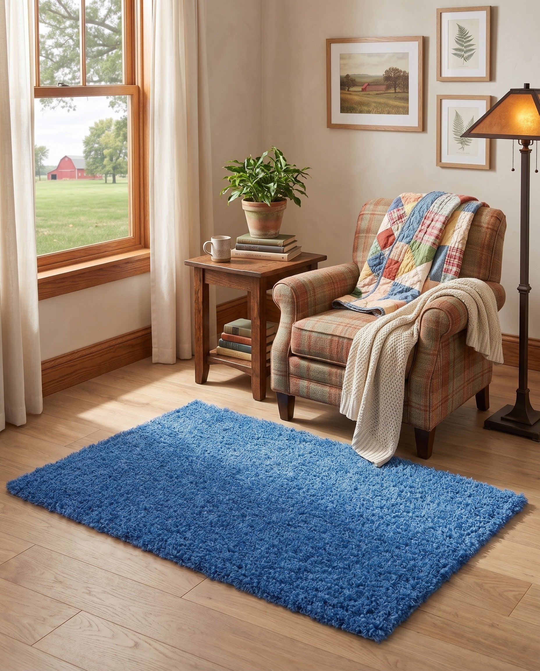 Periwinkle Blue Solid Shag Rug
