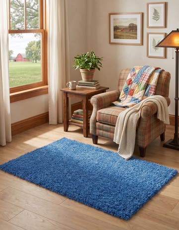 Periwinkle Blue Solid Shag Rug