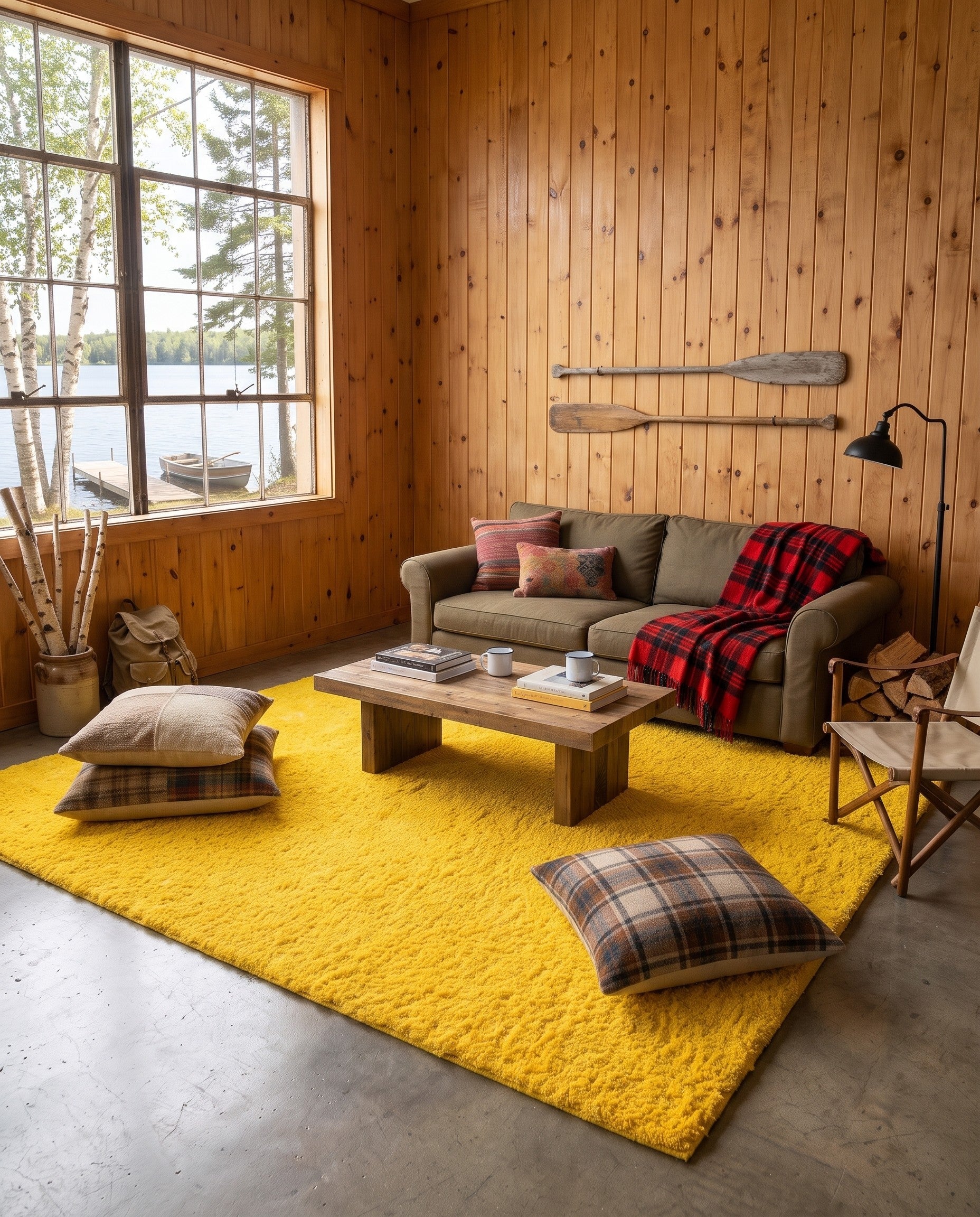 Tuscan Sun Yellow Solid Shag Square Rug