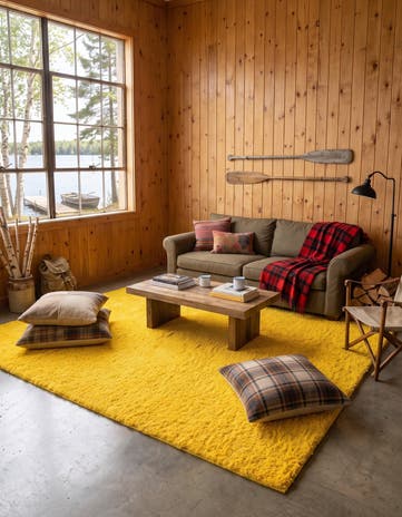 Tuscan Sun Yellow Solid Shag Square Rug