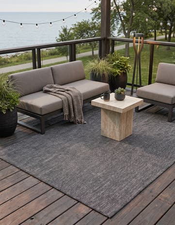 Black Easy-Clean Solid Indoor / Outdoor Rug