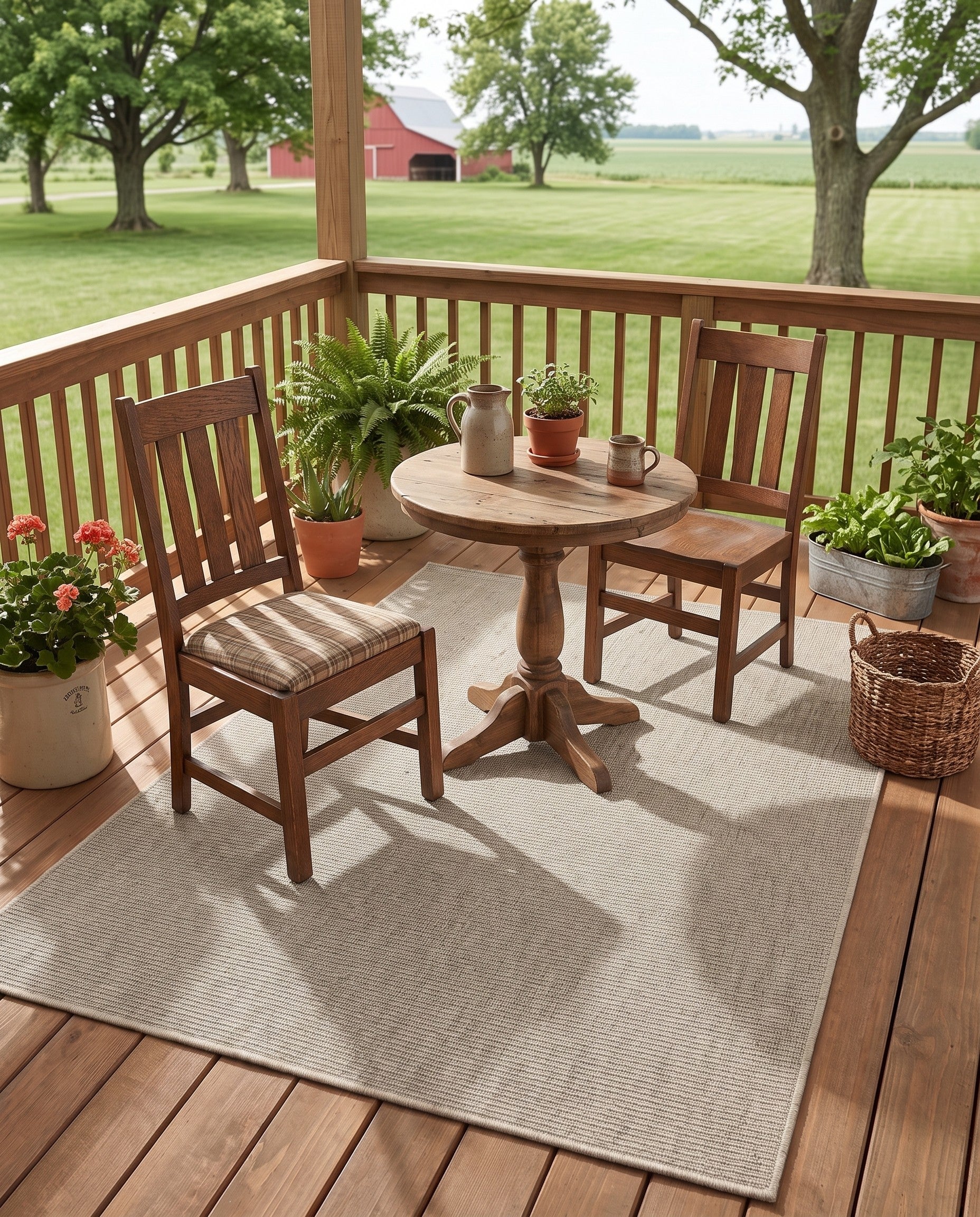 Light Gray Easy-Clean Solid Indoor / Outdoor Rug