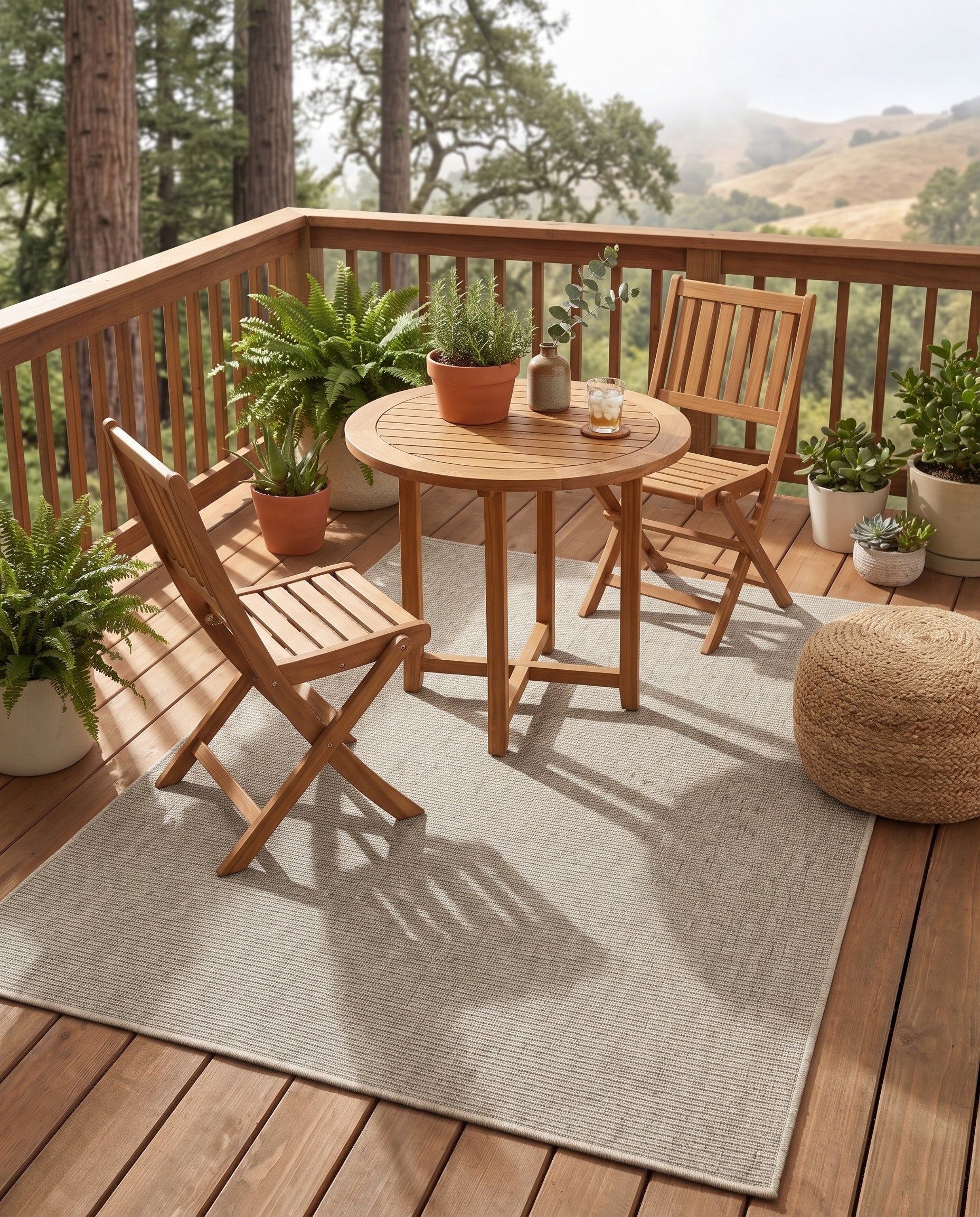 Light Gray Easy-Clean Solid Indoor / Outdoor Rug