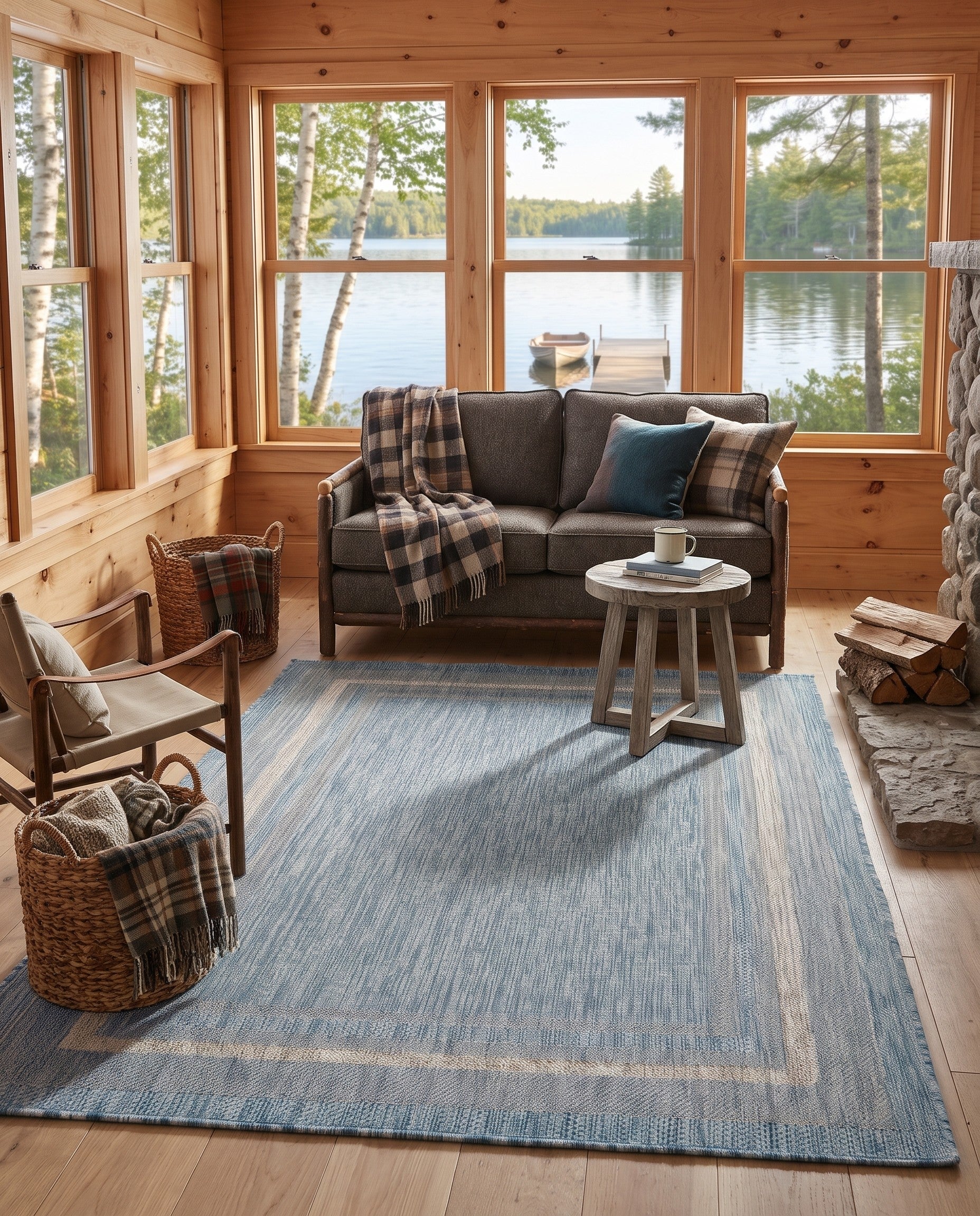 4' x 6' Easy-Clean Estuary Border Indoor / Outdoor Rug
