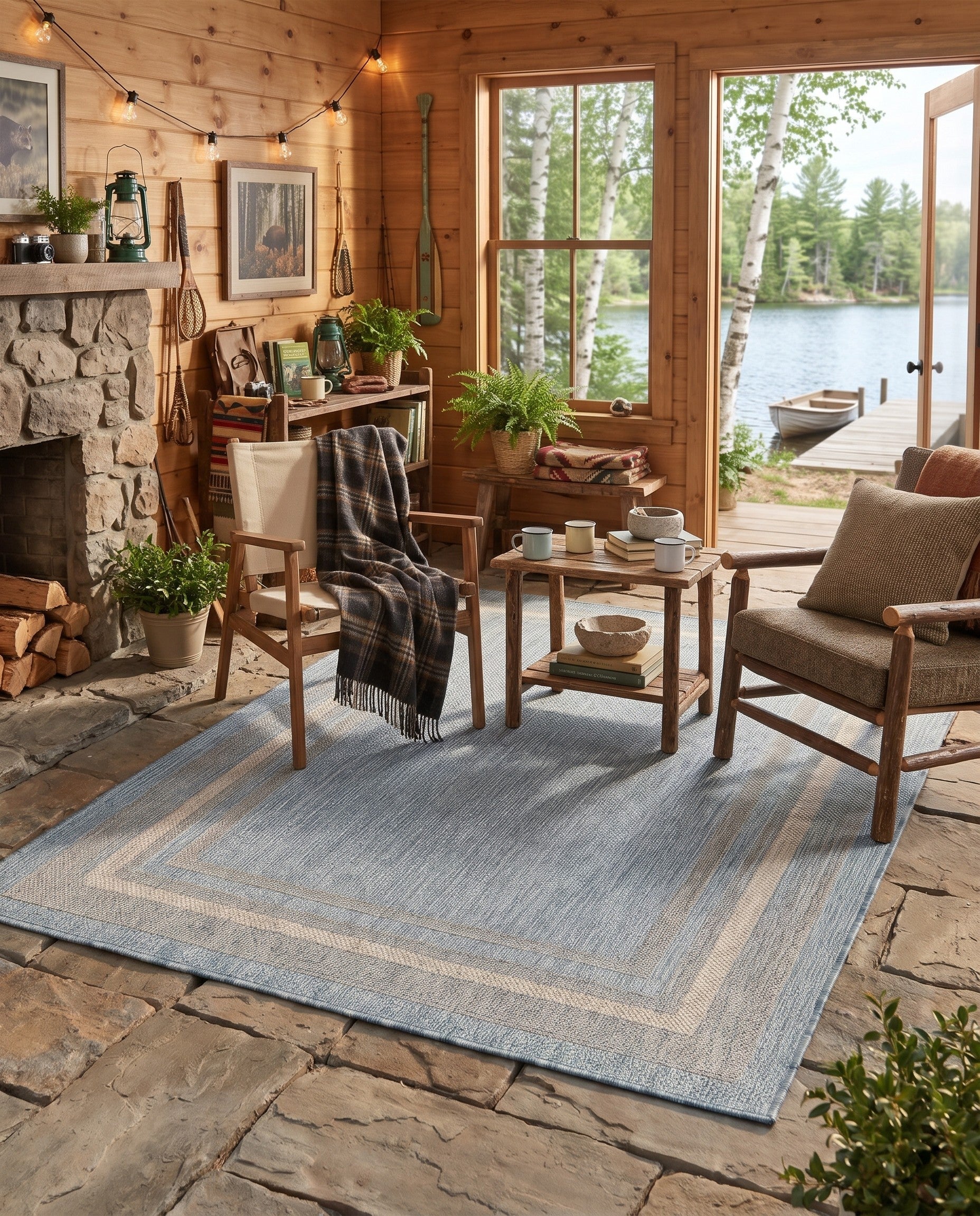 4' x 6' Easy-Clean Estuary Border Indoor / Outdoor Rug