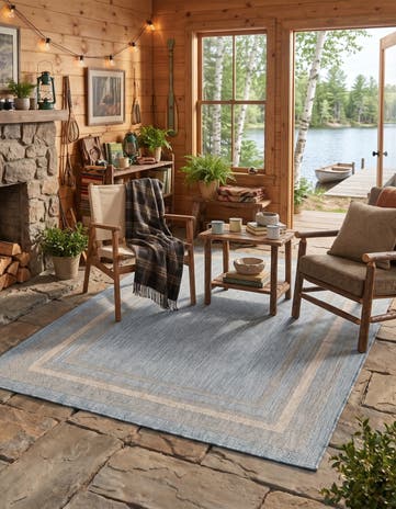 4' x 6' Easy-Clean Estuary Border Indoor / Outdoor Rug