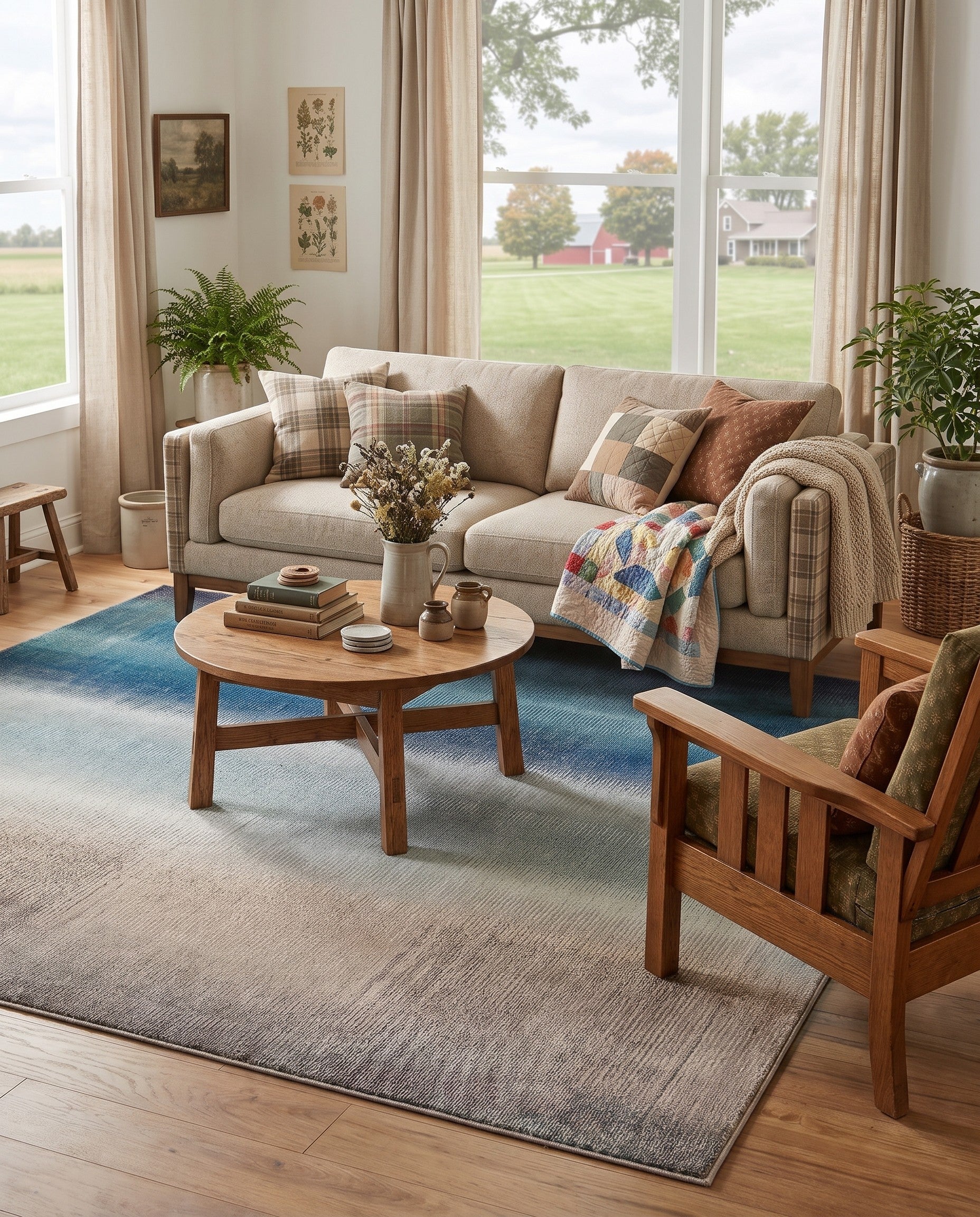 Blue Washable Hyacinth Rug