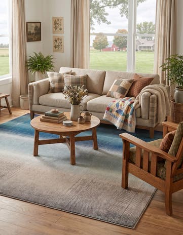 Blue Washable Hyacinth Rug