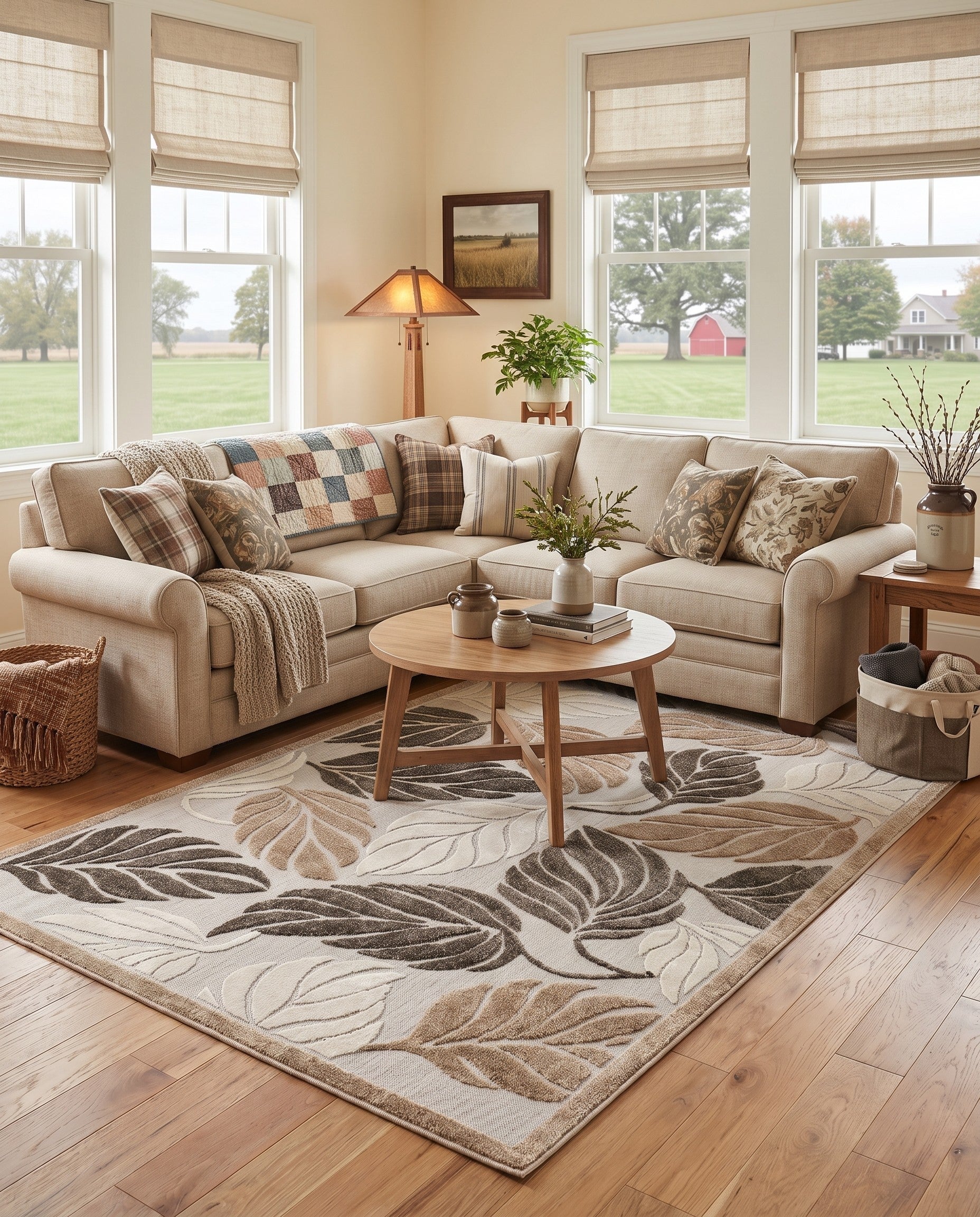 6' x 9' Easy-Clean Botanical Indoor / Outdoor Rug