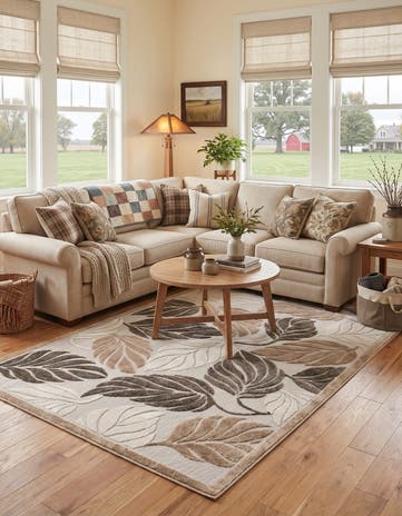 6' x 9' Easy-Clean Botanical Indoor / Outdoor Rug