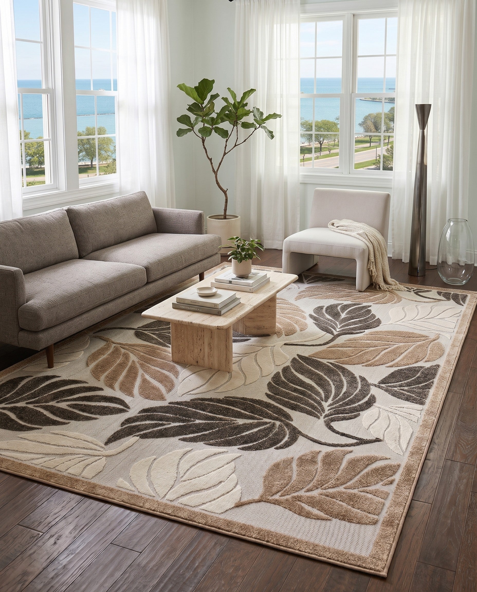 6' x 9' Easy-Clean Giselle Botanical Indoor / Outdoor Rug