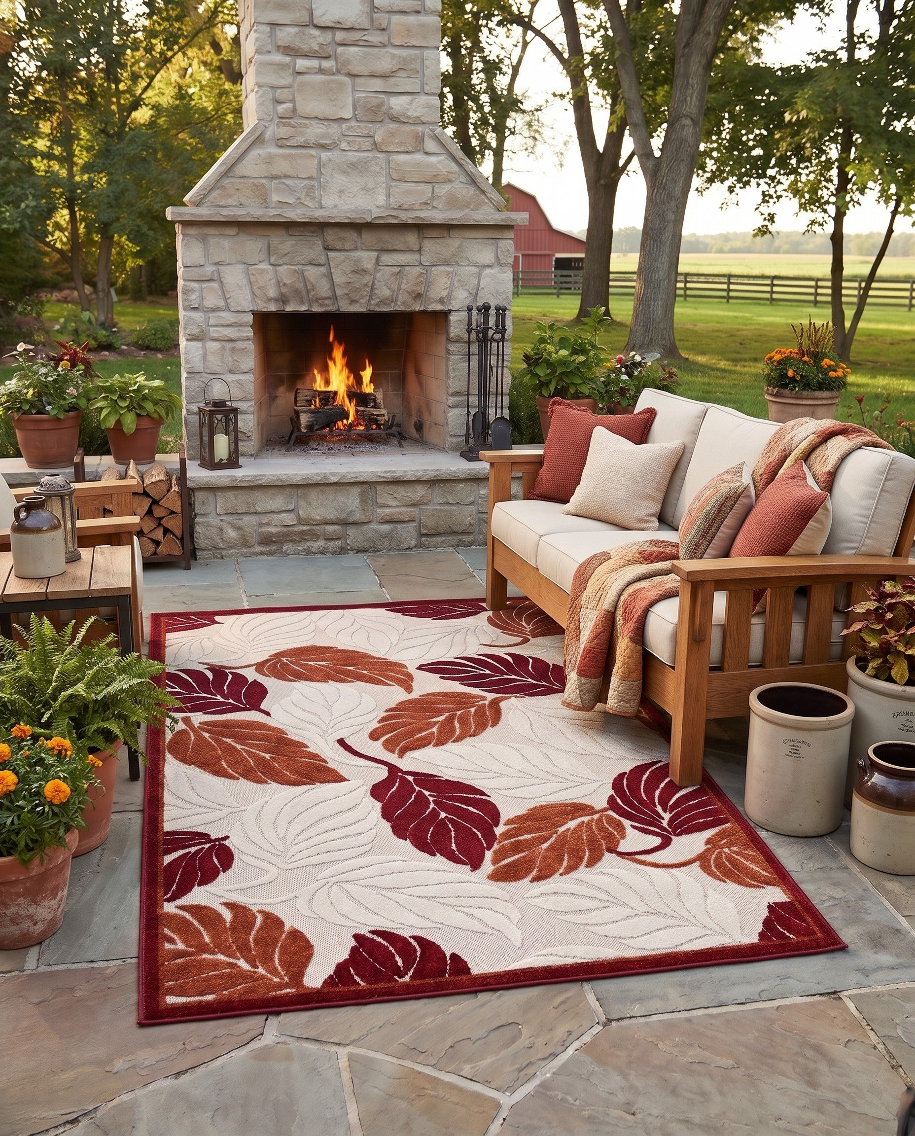 4' x 6' Easy-Clean Giselle Botanical Indoor / Outdoor Rug