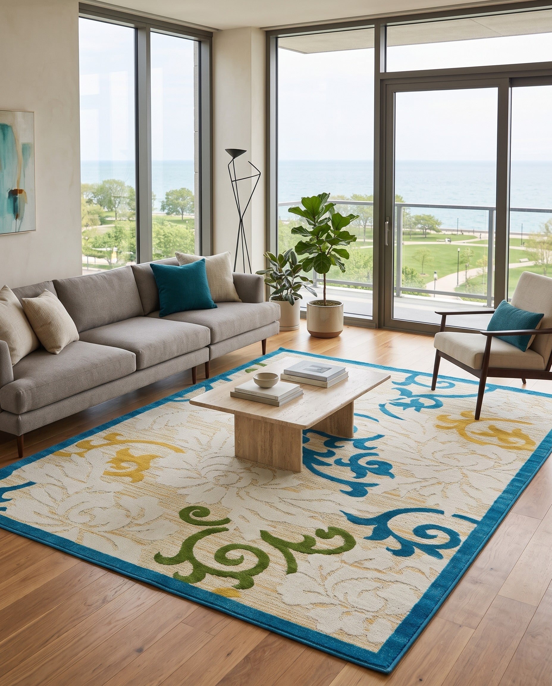 8' x 10' Easy-Clean Botanical Indoor / Outdoor Rug