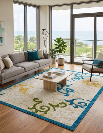 8' x 10' Easy-Clean Botanical Indoor / Outdoor Rug