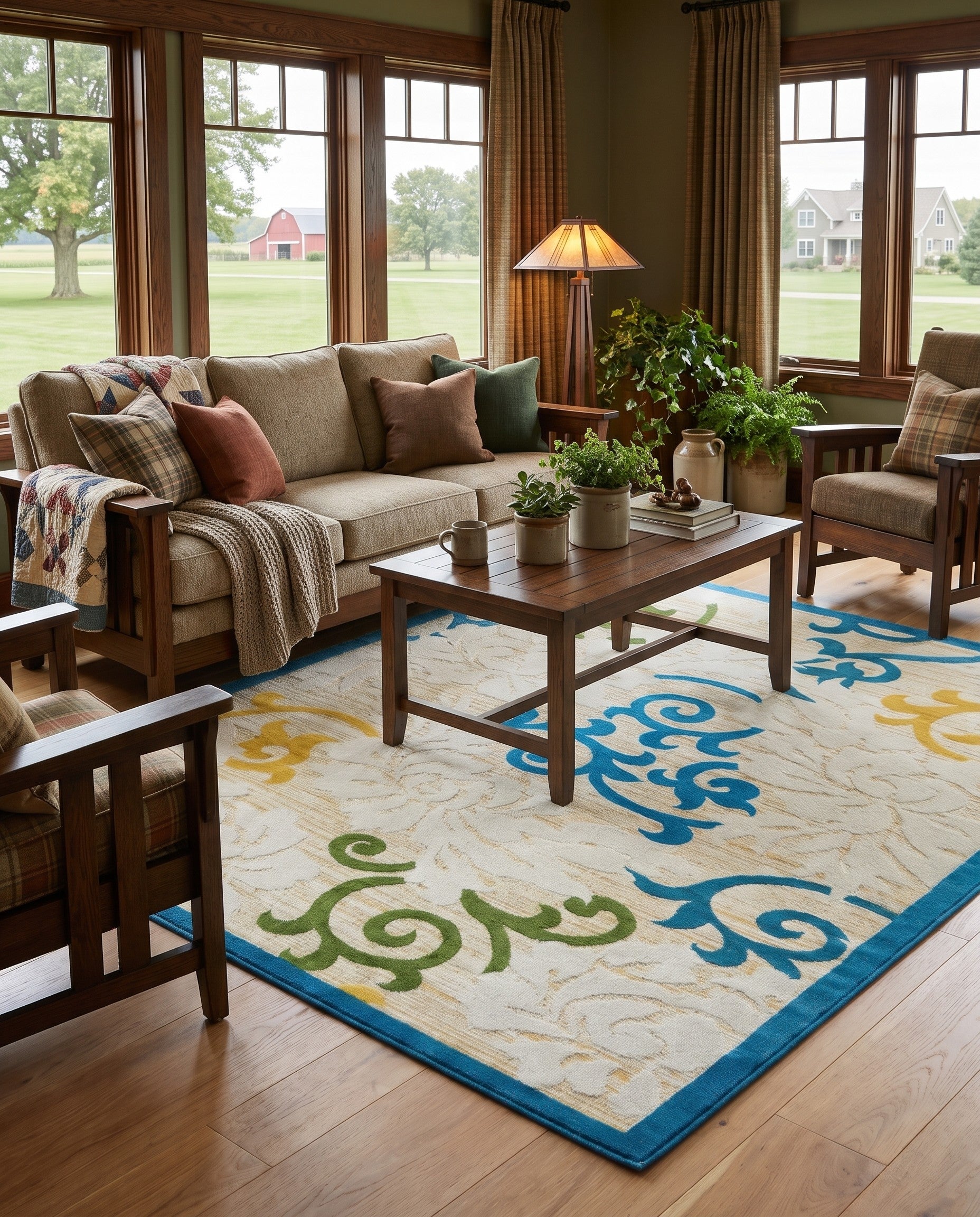 8' x 10' Easy-Clean Cordelia Botanical Indoor / Outdoor Rug