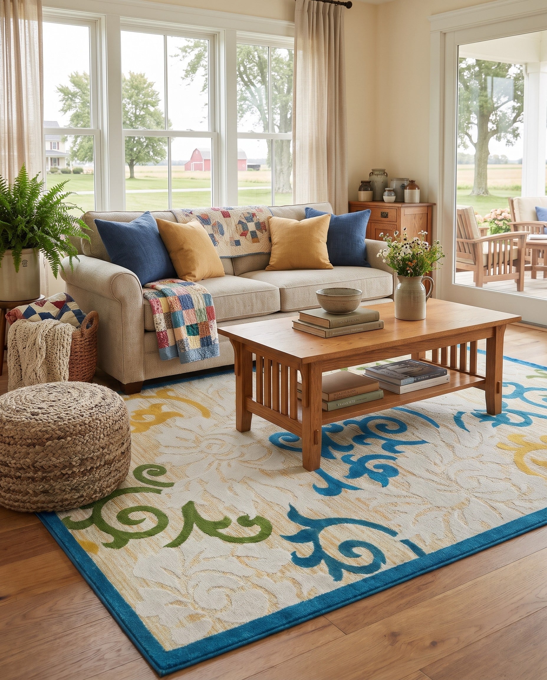 8' x 10' Easy-Clean Cordelia Botanical Indoor / Outdoor Rug