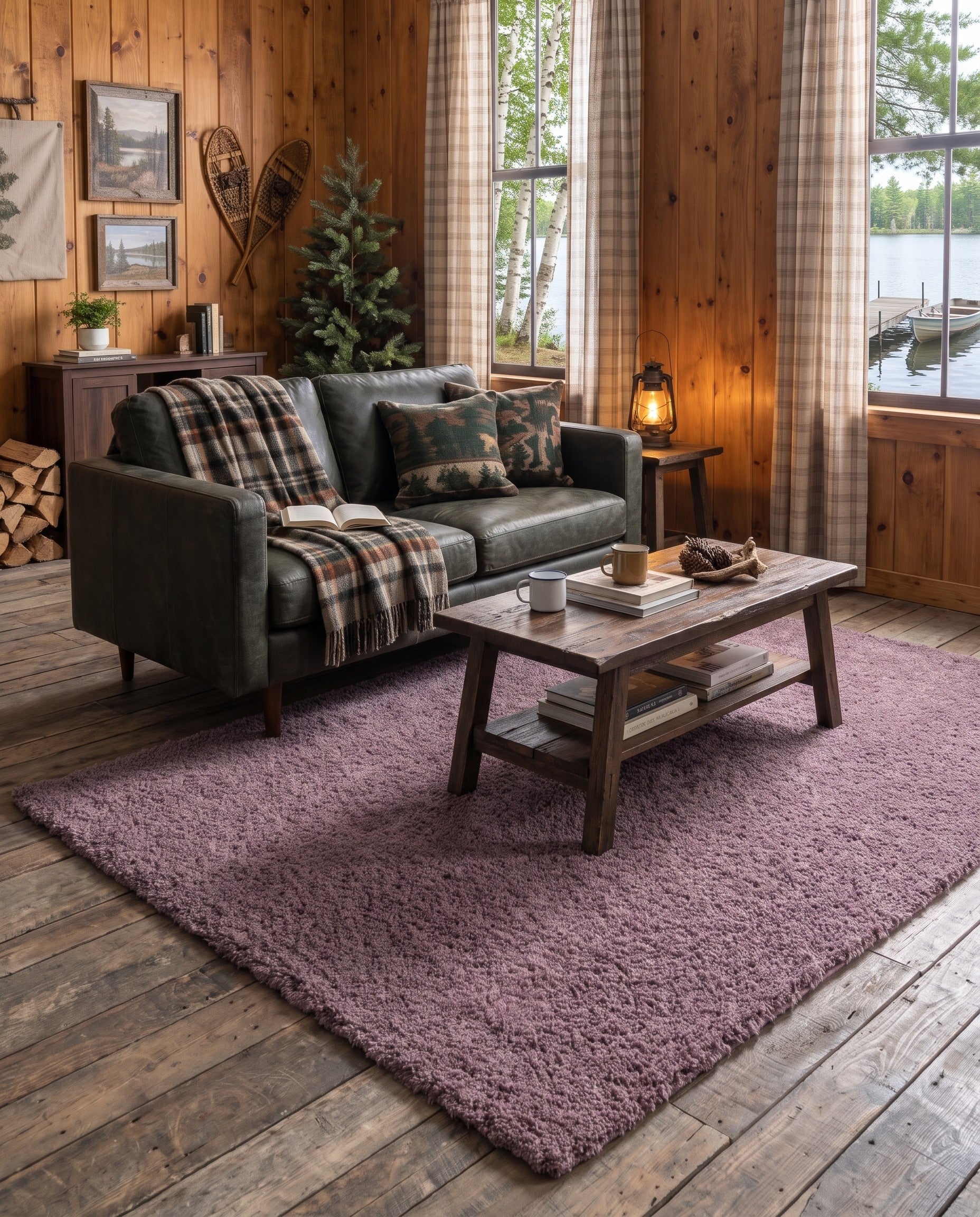 Mauve Solid Shag Rug