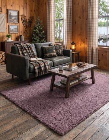 Mauve Solid Shag Rug